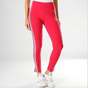 NWT Adidas fuchsia hot pink 3 stripes leggings